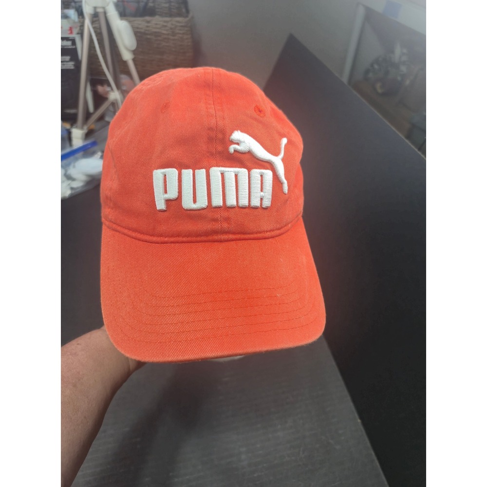 Puma Mens Orange Adjustable Baseball Cap Embroidered Logo Hat